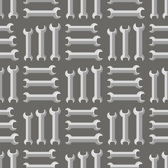 Set of Metallic Wrench Grey Seamless Pattern. Industrial Tool Background