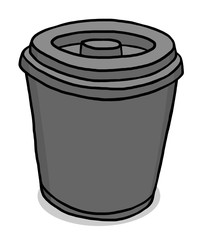 black bin / cartoon vector and illustration, grayscale, hand drawn style, isolated on white background.
