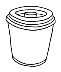 plastic bin / cartoon vector and illustration, black and white, hand drawn, sketch style, isolated on white background.