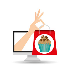 shopping bag chocolate cupcake