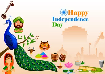Foto op Plexiglas Happy Independence Day of India © stockillustrator