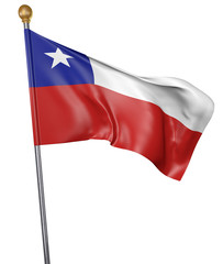 Fototapeta na wymiar National flag for country of Chile isolated on white background, 3D rendering