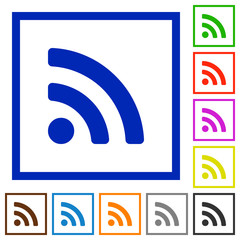 Radio signal framed flat icons