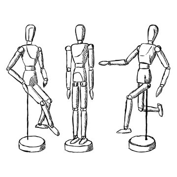 Wooden mannequin art figurine