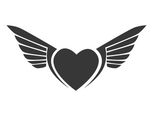 wing heart love stripes icon vector graphic