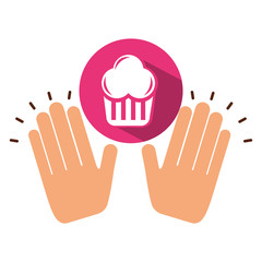 Obraz premium two hands holding muffins