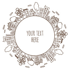 Houses doodles on circle