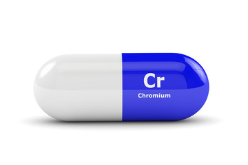 Chromium pill lying on white table