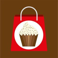 shopping bag vanilla cupcake