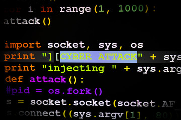 Graphic user interface with Cyber Attack message, concept of internet attack