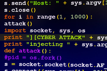 Graphic user interface with Cyber Attack message, concept of internet attack