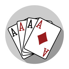 Flat design vector four aces playing cards icon, isolated