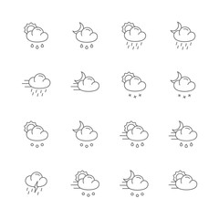 weather gray line icons