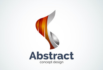 Abstract wave logo template, smooth motion concept