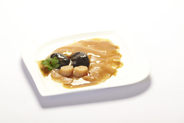 abalone,shark fin and scallop on white background,Chinese cuisine.