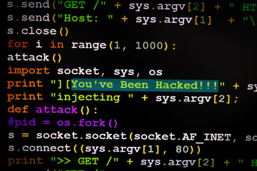 Fototapeta premium Graphic user interface with You've been hacked message, concept of internet attack