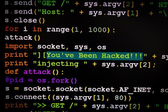 Graphic user interface with You've been hacked message, concept of internet attack