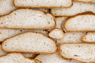 Wall of home made bread slices