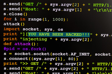 Graphic user interface with You've been hacked message, concept of internet attack