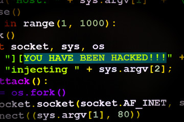 Fototapeta premium Graphic user interface with You've been hacked message, concept of internet attack
