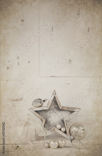 Leinwandbilder Hochformat Hintergrund Mit Dekoration Zu Weihnachten In Beige Weiss Silber Und Grau Jeanette Dietl