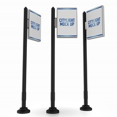 Outdoor Advertising Displays. Rolling Poster Display 3D Illustration. Advertising Industry Object.