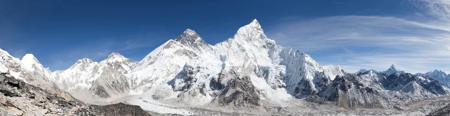 Papier Peint photo Lhotse vue panoramique sur le mont Everest avec un ciel magnifique