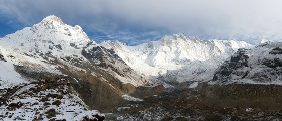 Morning panoramic view from mount Annapurna range
