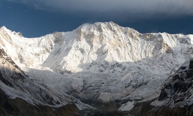Morning view of Mount Annapurna from Annapurna base camp