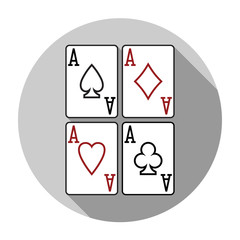 Flat design vector ace playing cards icon, isolated