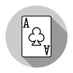Flat design vector ace of clubs icon, isolated
