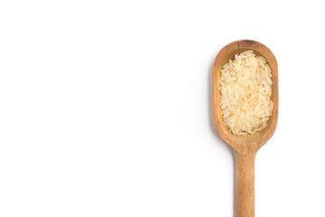 Raw Rice into a spoon