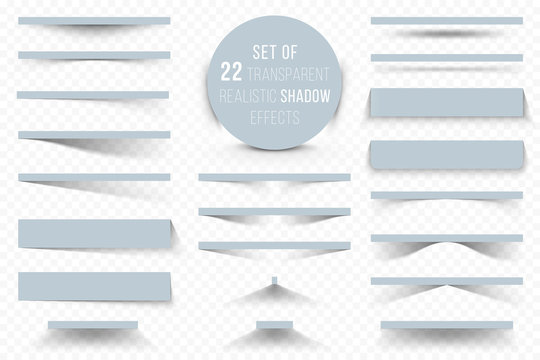 Set of transparent realistic shadow effects. Vector illustration for your modern design. Website Design Elements on transparent Background.