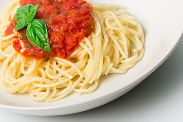 Original Italian Spaghetti with fresh tomato sauce and fresh bas