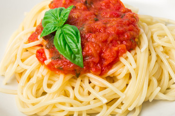 Original Italian Spaghetti with fresh tomato sauce and fresh bas