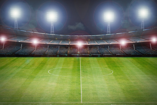 3d rendering empty stadium with soccer field