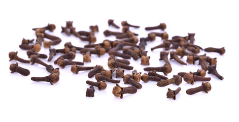 dry cloves on white background