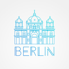 Vector one line minimalist icon of German. Berlin Cathedral, Germany.