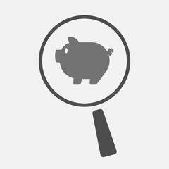 Isolated magnifier icon with a pig