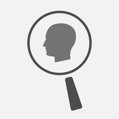 Isolated magnifier icon with a male head