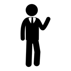 hand up man executive suit tie business  icon vector graphic
