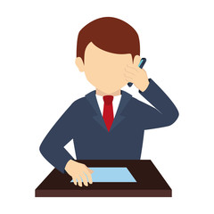 man phone front suit tie business  icon vector graphic
