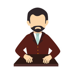 man beard suit tie business  icon vector graphic