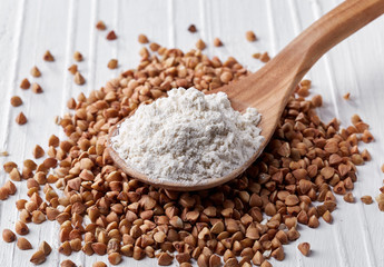 Spoon of buckwheat flour