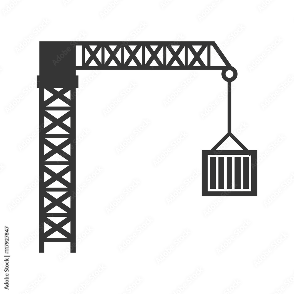 Sticker crane box lifting icon vector graphic