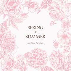 Bouquet of flowers. Wedding card. Vector illustration.