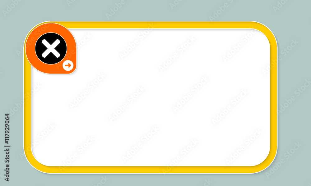 Poster yellow text frame for your text and multiplication symbol
