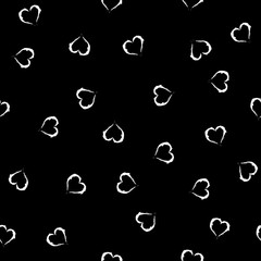 Heart chaotic white seamless pattern