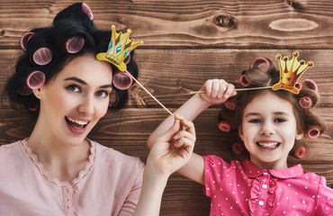 Mother and her daughter with accessories