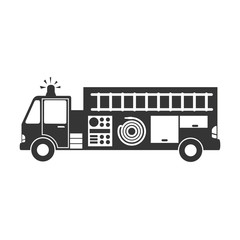 firetruck side car camion fireman rescue hose button ladder vector graphic isolated illustration